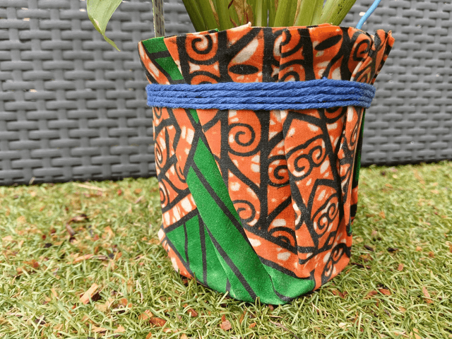 Cache pot en tissu ciré 